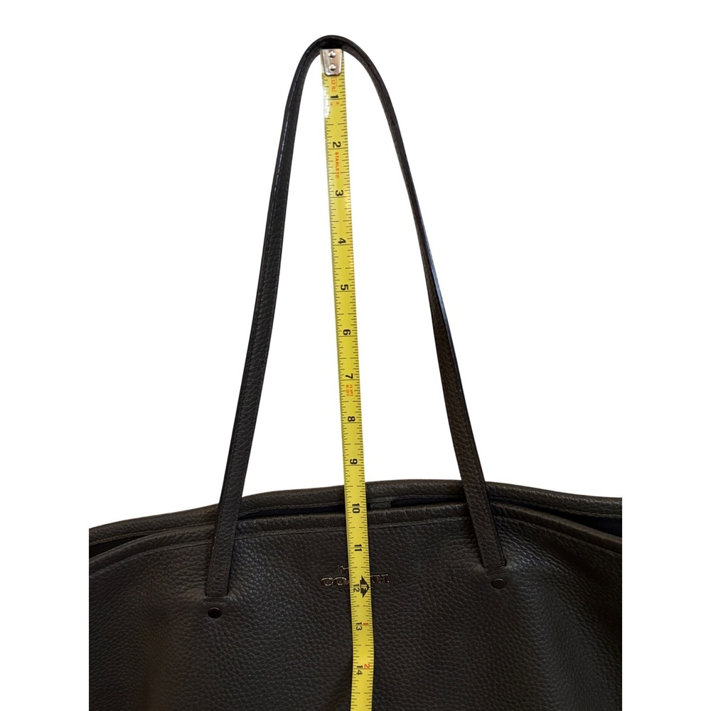 Coach Avenue Soft Tote Pebbled Leather Dark Olive Green/Gray Large Shoulder Bag - Picture 13 of 16